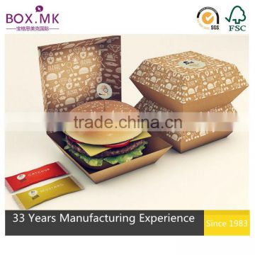 2016 Top Sale Recycled Best Quality Cheap Customized Handmade Burger Packaging