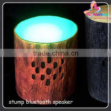 2015 professional hifi music outdoor garden decoration waterproof wireless mini bluetooth tree stump speaker with led light