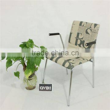 TDC-170-4 QVB JIANDE TONGDA BENTWOOD FABRIC SEAT Stackable METAL CHROME PLATED ARMREST OFFICE CHAIR
