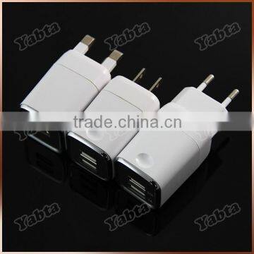 US UK EU Plug 5V 2.4A Dual USB Travel Charger White photo-2