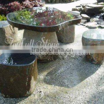 Basalt Table Set, 1 table and 4 seats