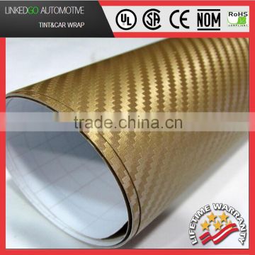 Good Quality Car Accessory Wrap 3D Gold car vinyl sticker wrap 1.52*30M carbon fiber