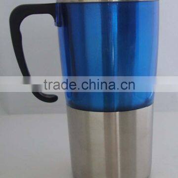 small steel coffee mug 350ml travel mug with blue color