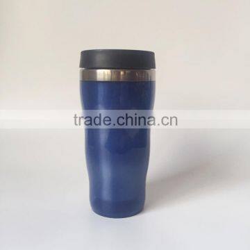 Colorful Travel Mug With Slim Waist Design ,plastic Outer Stainless Stell Inner photo-2