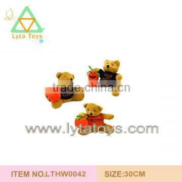 Halloween Plush Teddy Bear With Pumpkin , Plush Bear For 2014 Halloween