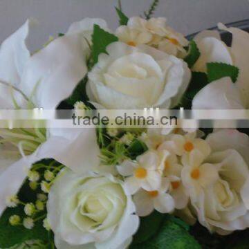 Large silk lighted arrangement with rose and lily for weddings and decorations ,wedding white flower