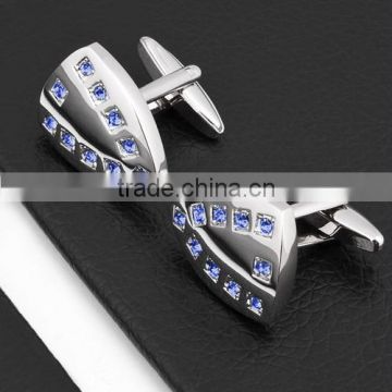 Wholesale Stainless Steel blue Crystal Cufflinks For Men