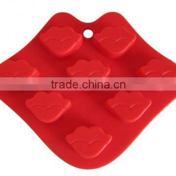 Lovely 8 Cavities lip shaped ice cube tray silicone molds