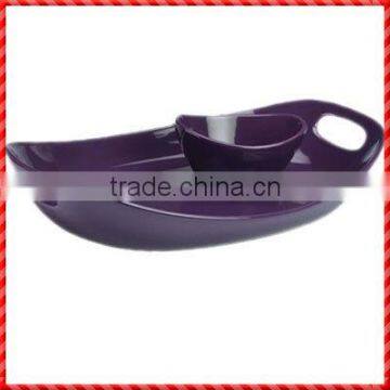 Purple Elephant Ceramic Chip and Dip Bowl