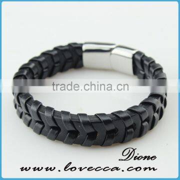 wholesale brown braided blank mens Leather bracelet