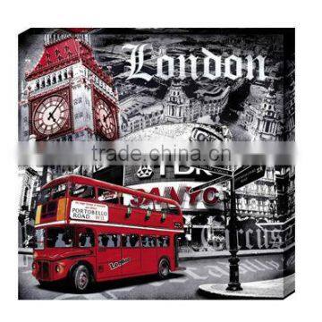 London bus abstract art canvas with frame