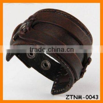 2014 Fashion Leather Brown Wide Clip Bracelet Wholesale