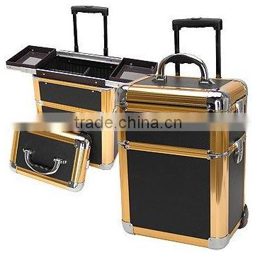 Aluminum makeup case in trolley