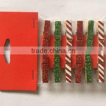 Wooden christmas glitter decoration pegs xmas gifts for home pictures on on wall clips decorative