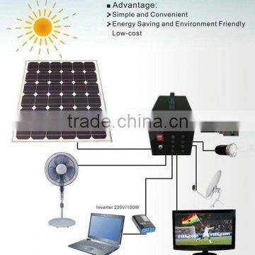 Solar Home System With 60W Solar Panel and Rechargeable Battery 4pcs LED Lamps Also Power for Fan and TV and Digital Products