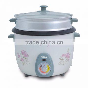 Electric crispy rice cooker with flower graphics on outer body