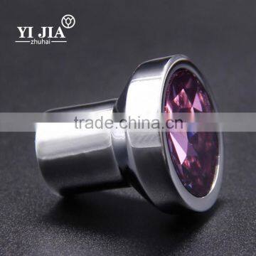 1 1/9 Inch Zinc Base Chrome Plated Amethyst Glass Knob photo-4