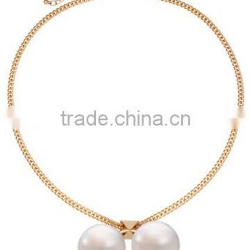 Pretty Steps 2015 newest alloy necklace two pearl special jewelry for girl summer dress prom jewelry