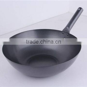 Black Flat Bottom Signle handle Coating Carbon Steel Cooking Wok