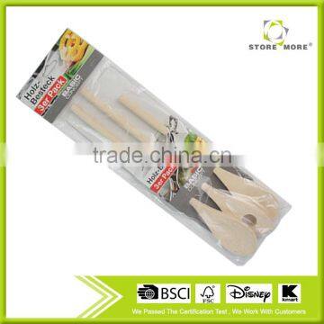 Wooden Spoon Set - 3 Spatula 12 inch Cooking Utensils- Wood Kitchen Tools Best for Nonstick Pans and Cookware