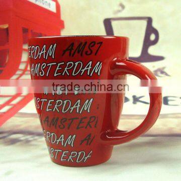 haonai popular item FDA approved double color glaze ceramic coffee mug with spoon,custom drinking mug