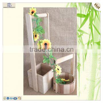 Wholesales Heart Hole Carved Short Long Handle Wood Bucket photo-5