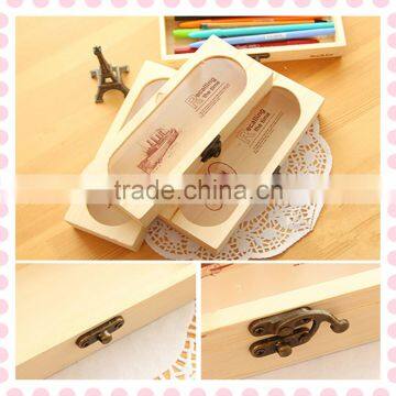 Trade Assurance Natural Fashion Gift Use British Style Wood Box for Pen With Hinge photo-4