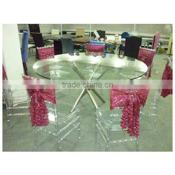 Wholesale Modern Tempered Glass Dining Table With Stainless Steel Base photo-5