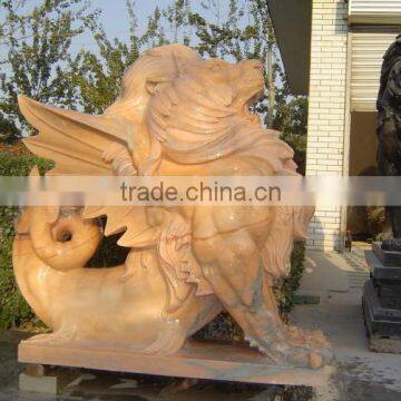 Hand Carved Marble Stone Lion Statue Sculpture Garden Yard Decoration Item photo-4
