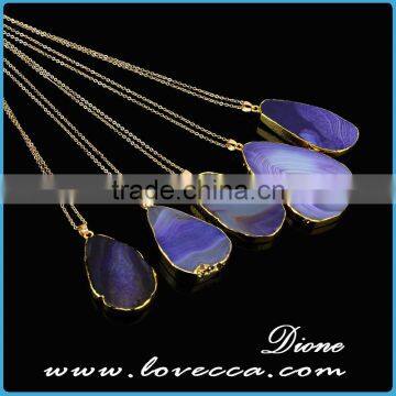 Irregular Shaped Natural Gemstone Necklace Raw Agate Druzy Stone Necklace photo-4