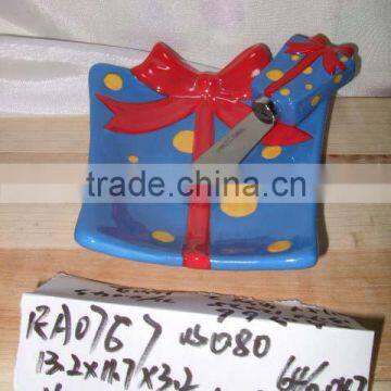 Hand Painted Ceramic Cake Plate & Butter Knife for Supply photo-1