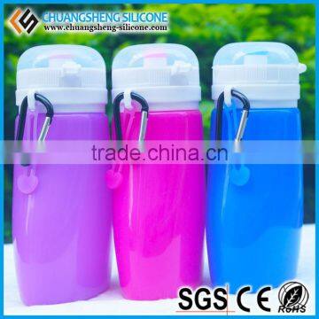 High-quality FDA silicone foldable outdoor sports water bottle