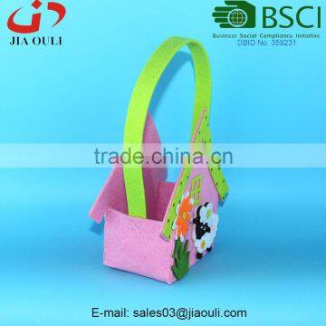 BSCI Audit Factory New Design Easter Decoration Non-woven Fabric House Basket, Easter Cheap Decorative Baskets photo-3
