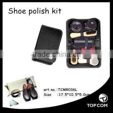 leather shoe care kit in pu zipper bag