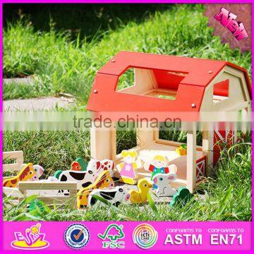 Hot sale children mini wooden toy barn kits W06A156-S