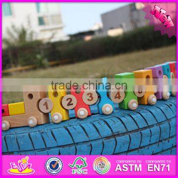 2016 New Design Educational Number and Blocks Wooden Pull Toy Car W05C079 photo-4
