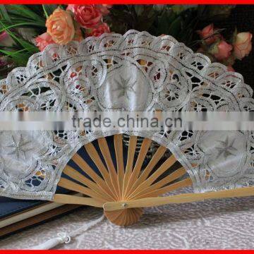 White Color Wedding Lace Hand Fan