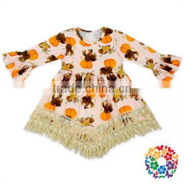 One pieces Long Sleeve Girls Casual Frock Designs Halloween Day Pumpkin New Design Baby Girls Dress