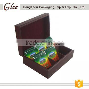 custom made 6 Compartment Mdf Wooden tea bag storage box