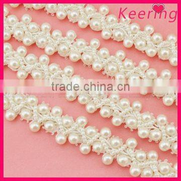 100% handmade best price crystal wholesale beaded lace trim for dress