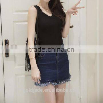 High Quality Denim Mini Short Skirts Women Jeans White Skinny photo-4