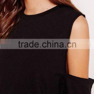 OEM Service Latest Design Lady Black Cold Shoulder Pretty Sweatshirt photo-5