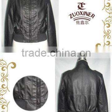 ladie's garment washed pu leather jacket