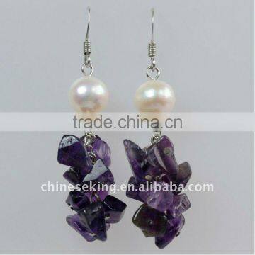 fashion pearl bead earrings, fashion semi- precious stone earring, high quality jewelry