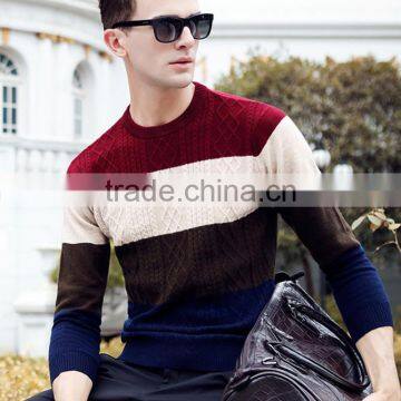 2015 teen fashion knitting contrast color hoody man