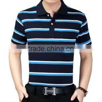 Summer Short-sleeved T-shirts Men Loose Thin Middle-aged Men's Stripes photo-3