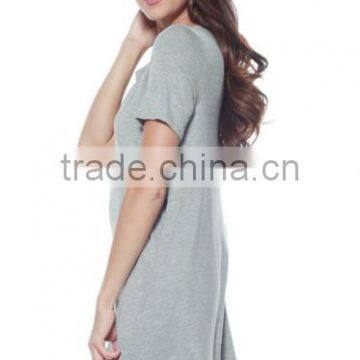 Women Clothing Shortsleeve Loose Flowy Stretch Fabric Knit Crewneck Tunic Dresses for Women photo-5