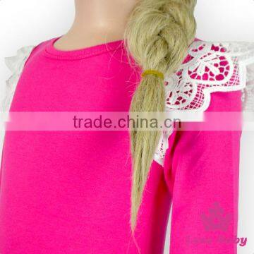 Solid White Color Baby Romper Infant Shoulder Lace Trim Romper Clothes Knit Cotton Baby Romper Wholesale