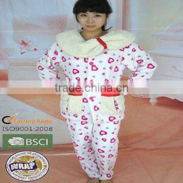 Heart-shaped printed coralfleece bathrobe