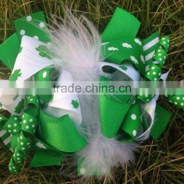 Baby Girls Shamrock Dress st Patrick Girls Cotton Dress With Matching Chunky Necklace and Bow Set photo-2